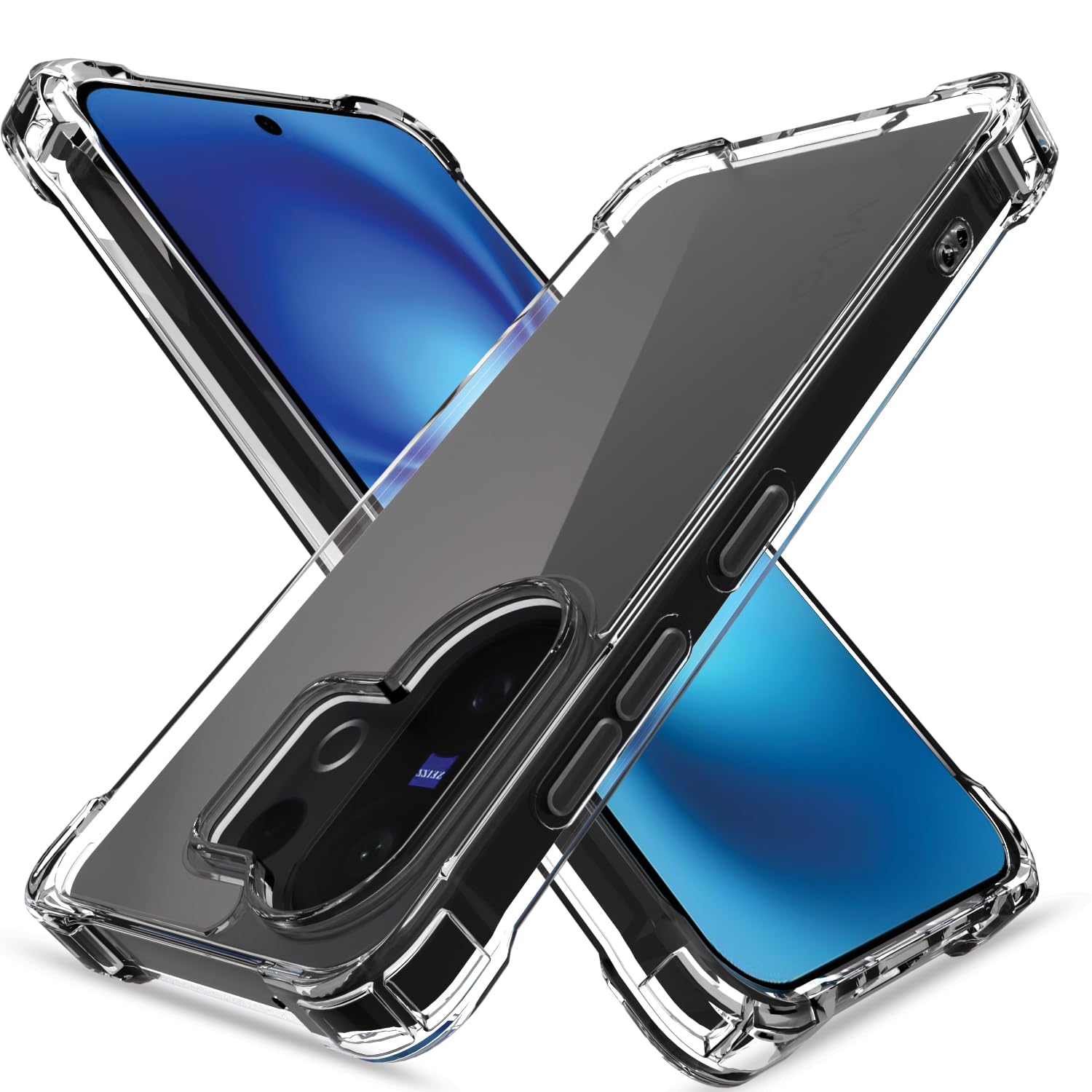 Amazon Basics Back Cover for Vivo X200 FE 5G PC + TPU Clear Transparent Raised Edges Shockproof Protective Phone Bumper Case(Transparent)