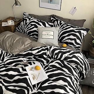 布団カバーセット シングル ダブル クイーン 布団カバー 綿 掛け布団カバー ベッド用 布団用 シーツ 和式・洋式 フラットシーツ 枕カバー ピローケース 寝具カバーセット ふとんカバー 布団 カバー ピーチスキン加工 柔らかい 北欧 モダン おしゃれ(ゼブラ柄, シングル・3点セット)