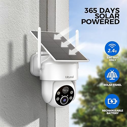 Miniatura 3 de Cámaras solares de seguridad 2K, visión 360, inalámbricaspara exterioresvisión nocturna a color, detección de IA, audio de 2 vías, alarma de