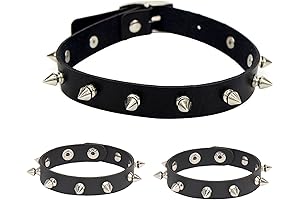 3pcs Punk Accessories Choker Necklace and Spiky Bracelet Set