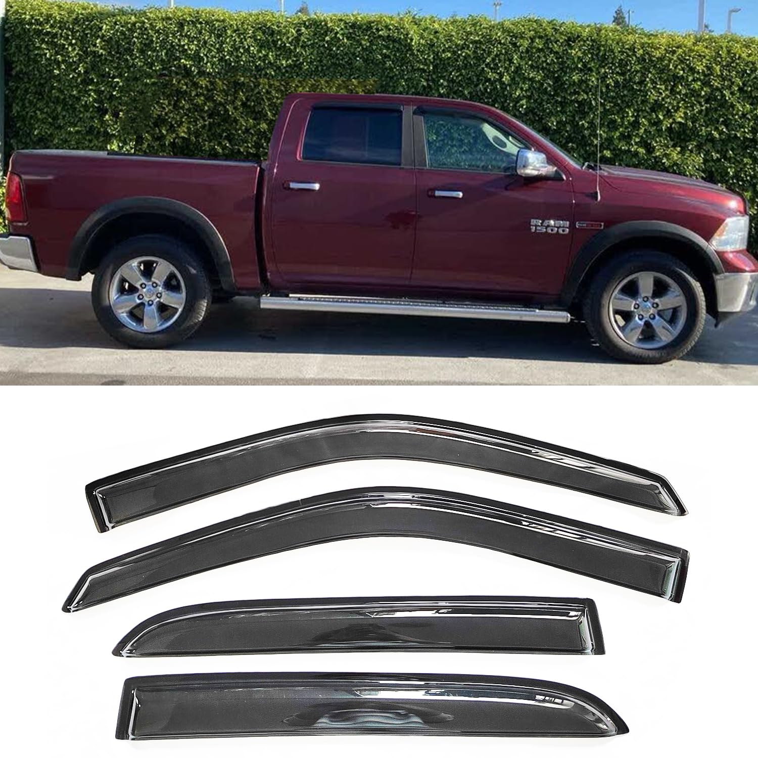 Window Visors For Dodge Ram - Tinted Acrylic Deflectors For 2009-2025 Models