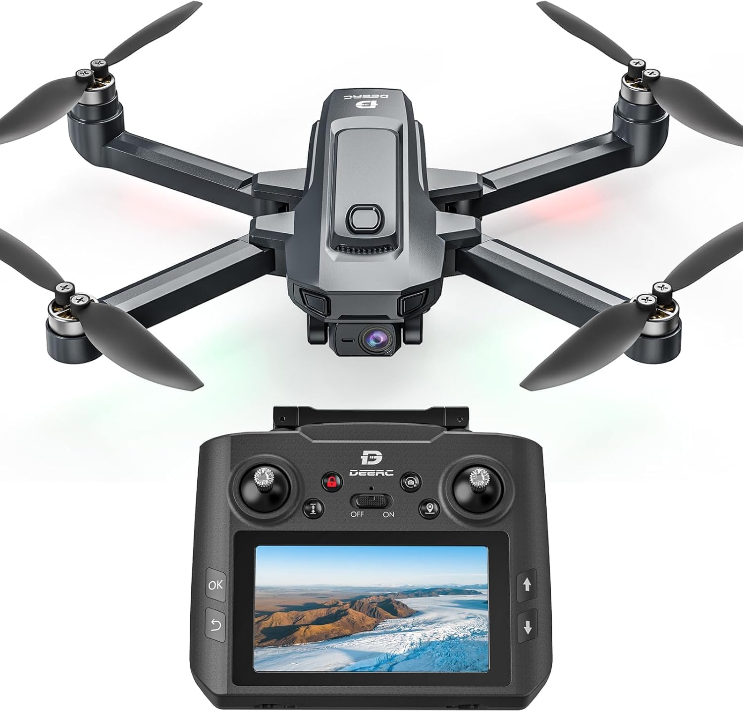 DEERC D35Pro Drone Con Cámara 4K Profesional Para Adultos, Mando Con Pantalla HD, Motor Sin Escobillas, Transmisión 5G, GPS, Retorno Automático, Tarjeta SD, 40 Min De Vuelo