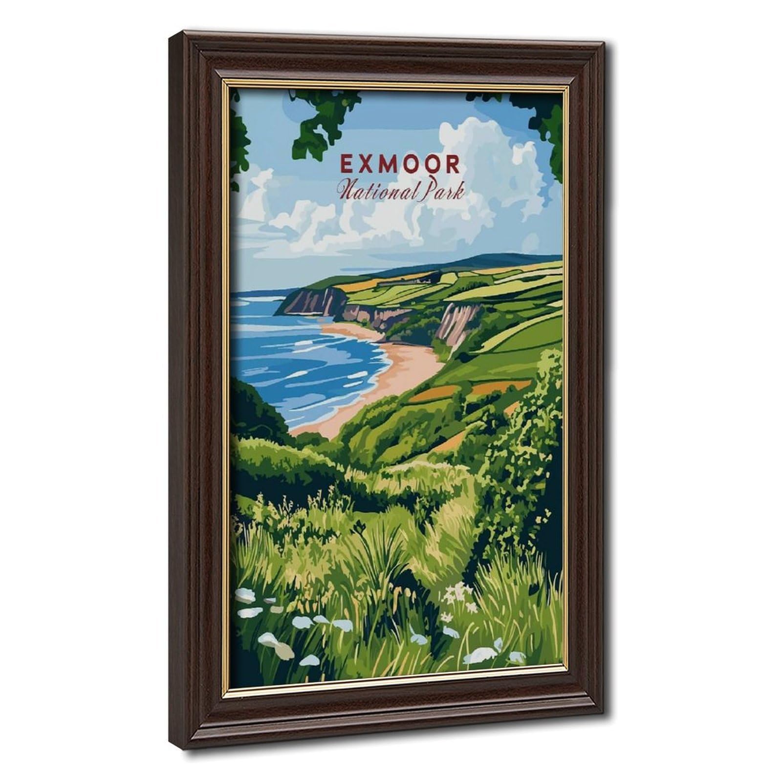 Bareronor Mokume Gane Frame-Style Exmoor Travel Canvas Poster For Living Room Decor Gift