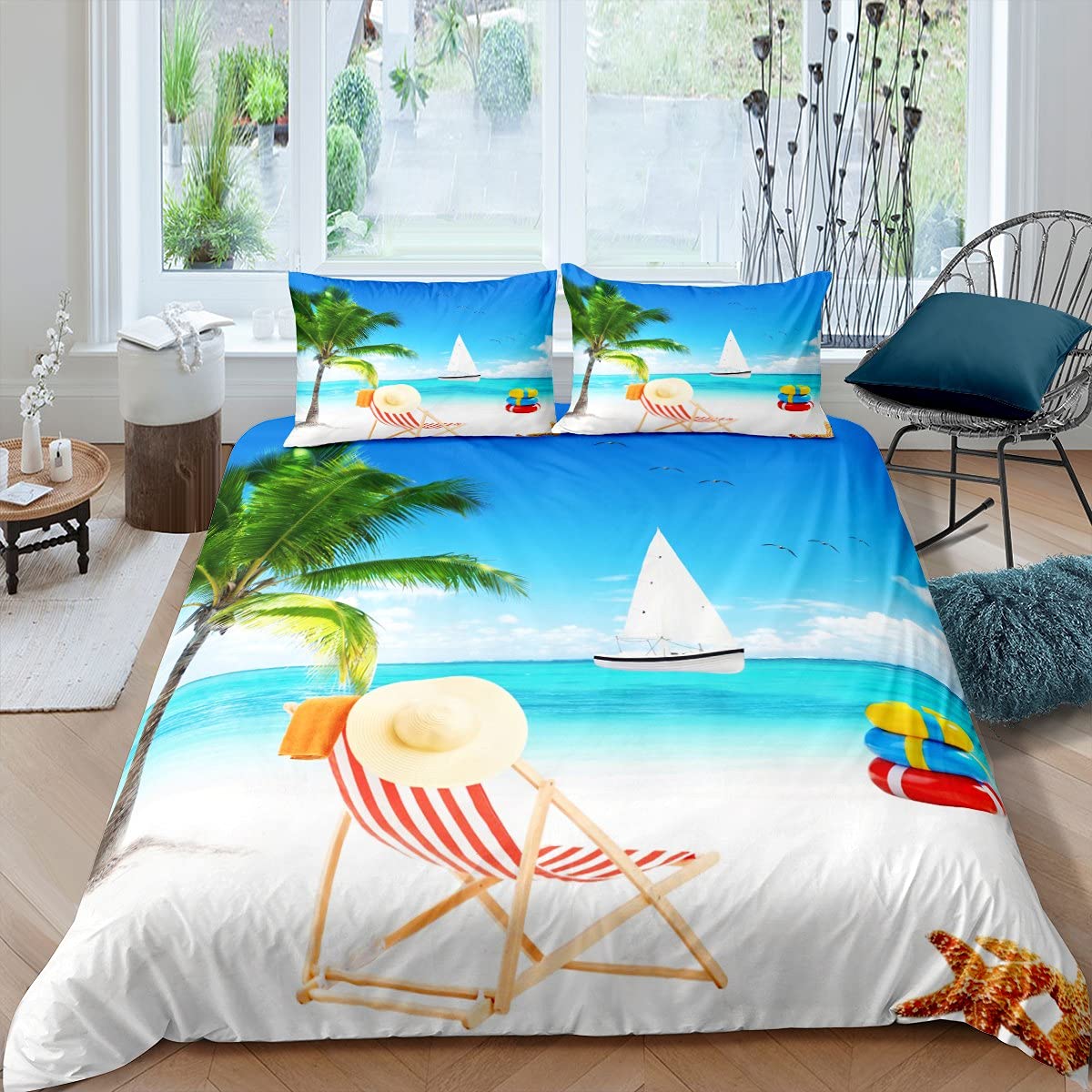Housse de couette palmier tropical le cadeau de vacances parfait pour lit double