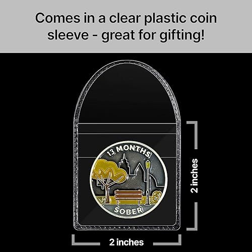 Miniatura 5 de The Achieve Mint Ficha sobria de 13 meses  Chip sobrio de trece meses  Regalo no AA, medallones no religiosos para hombres y mujeres que celebran la