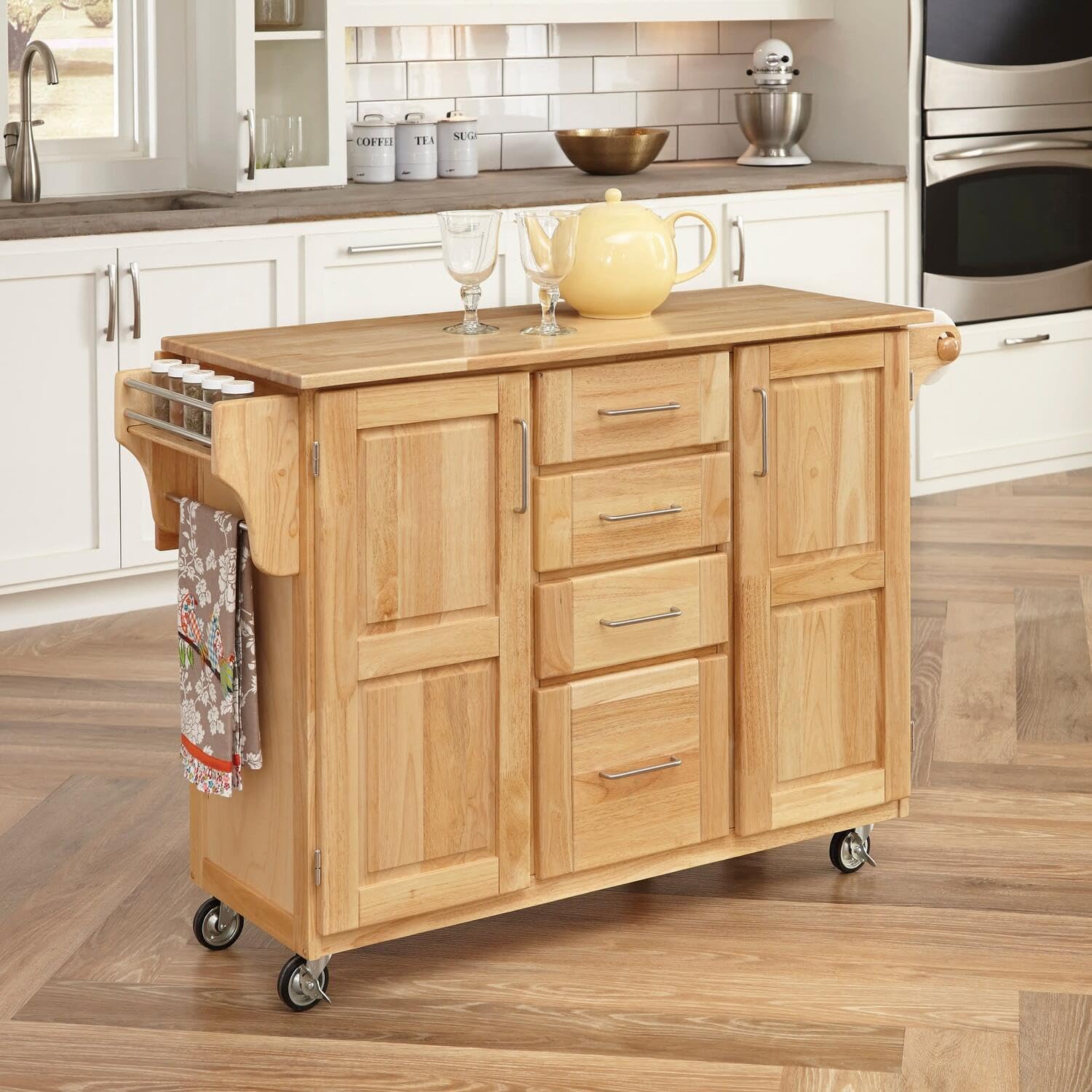 Condition photo showing New/Like New for home styles kitchen center with breakfast bar, 52-1/2 in. w x 18 in. - 30 in. d x 36 in. h, natural