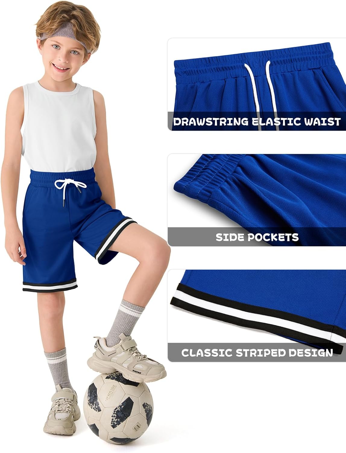 Haloumoning Boys Athletic Basketball Shorts Kids Mesh Active Quick Dry Shorts with Pockets 5-14 Years - Image 5