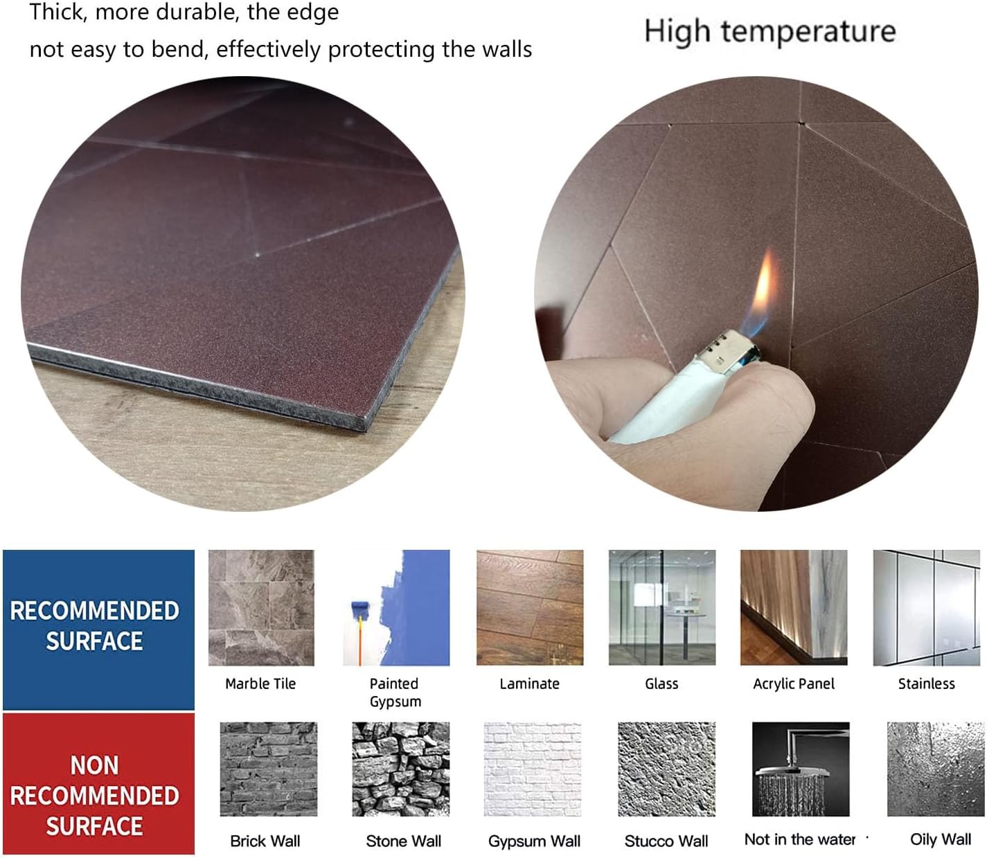XUANINY Peel and Stick Metal Backsplash Tiles, Self Adhesive Aluminum Mosaic 3D Wall Sticker for Kitchen (Frosted Dark Red, 10)