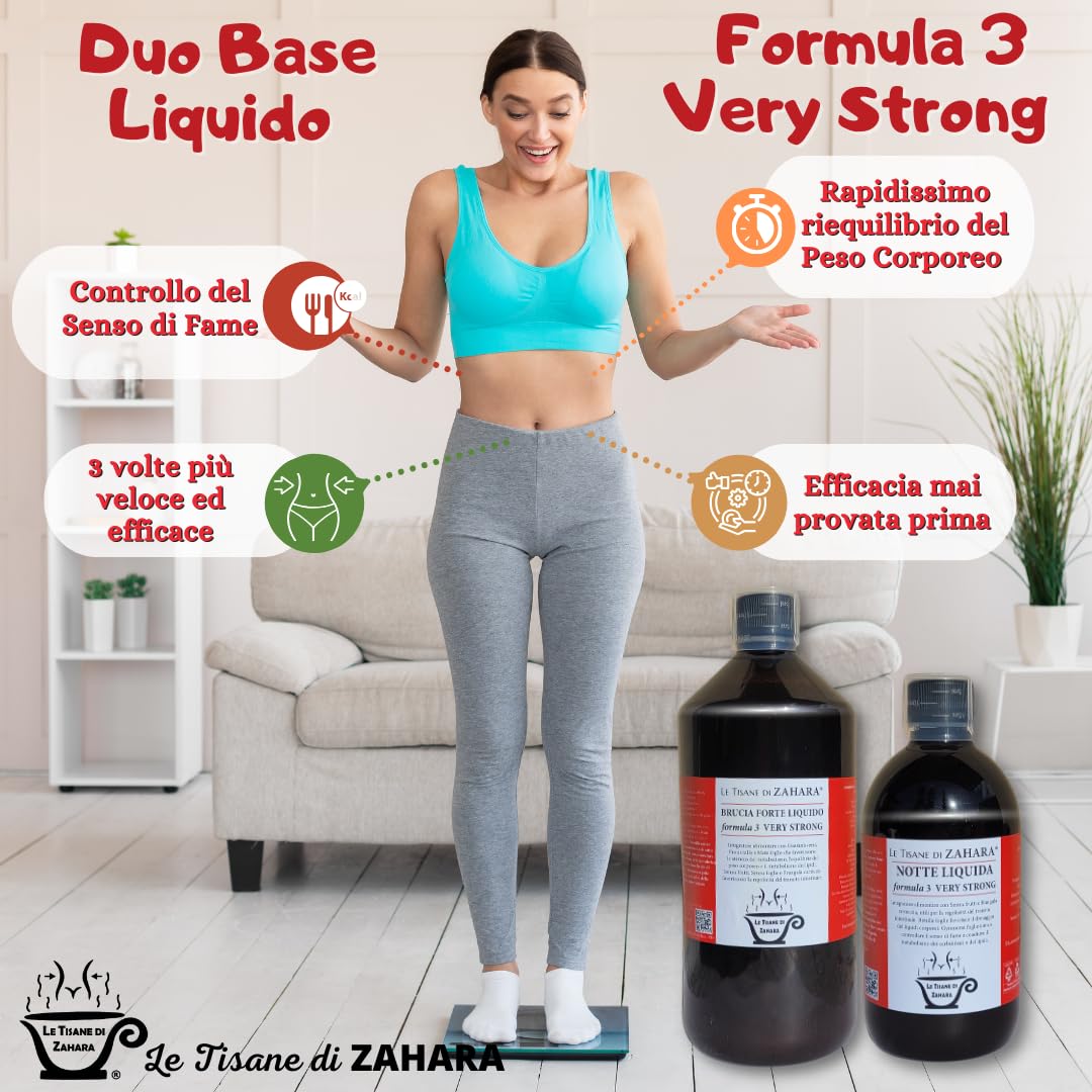 Miscela Forte e Notte Liquido Very Strong, Kit Duo con Tè Verde, Caffè Verde e Garcinia, Migliora la Funzione Digestiva, Aiuta il Drenaggio dei Liquidi, Routine per Giorno e Sera