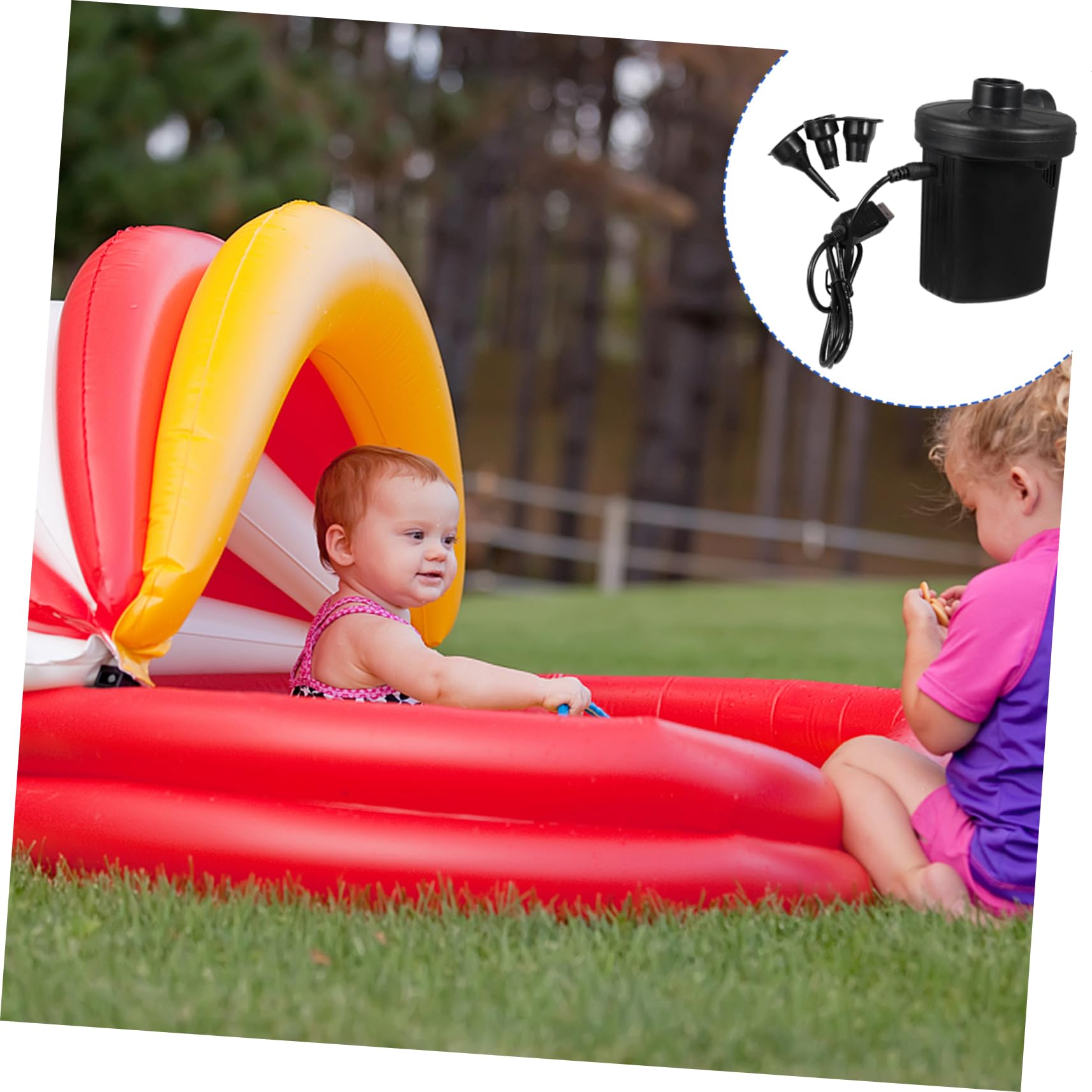 Cabilock Fast Inflate/Deflate Electric Pump Rechargeable Inflatable Pump 3 Nozzles