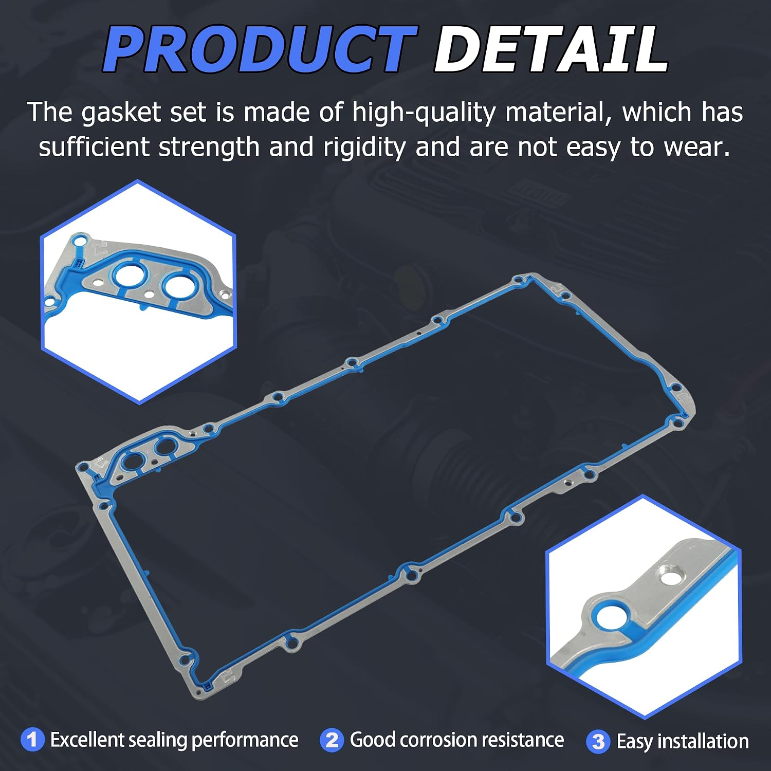 5.3L 4.8L 6.0L 6.2L LS Oil Pan Gasket Set 12612350 OS30693R 12580672 | Fit for Chevy Silverado 1500 Suburban Tahoe Trailblazer GMC Sierra Yukon Envoy Cadillac Escalade 1999-2020 12558760
