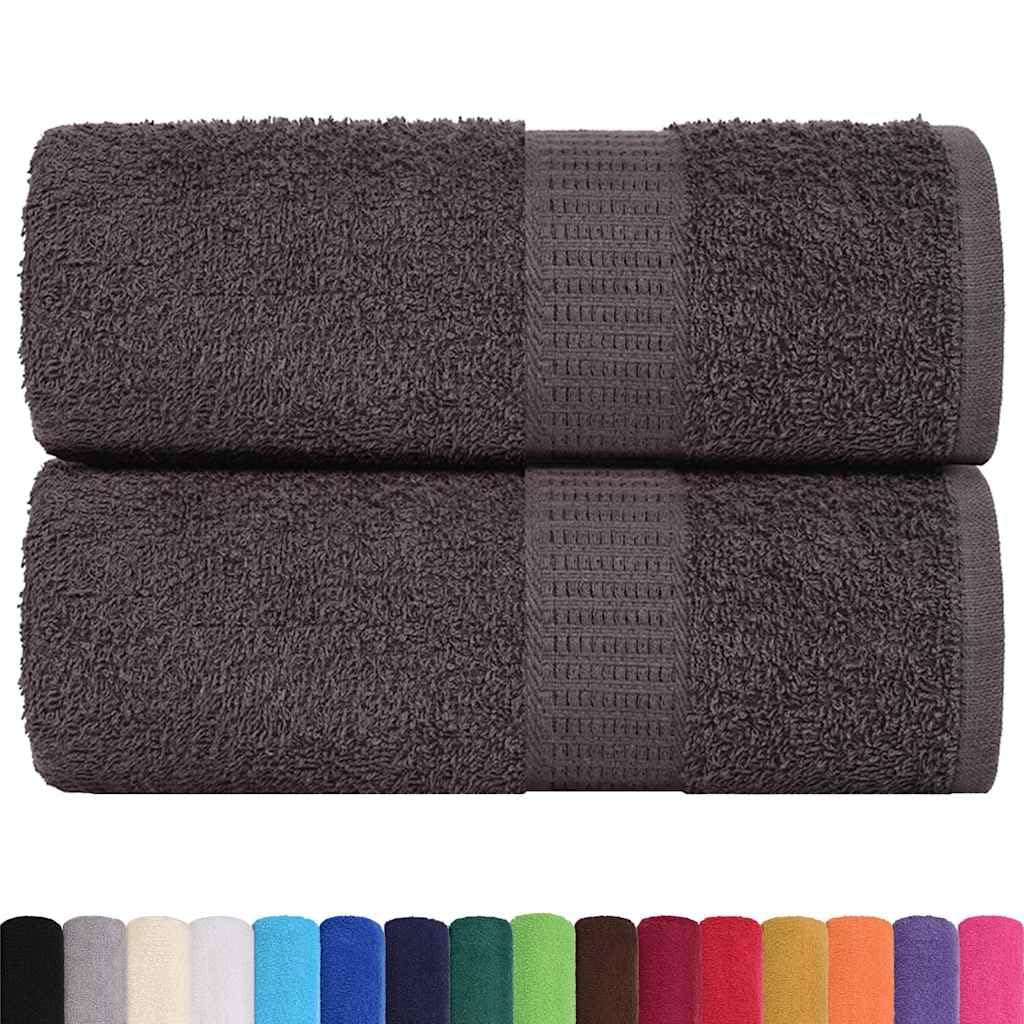 vidaXL Guest Towels - 2 Pack - 100% Cotton 30x50 cm - Anthracite - Absorbent Gym/Hand Towels with Hanging Loop - Machine Washable