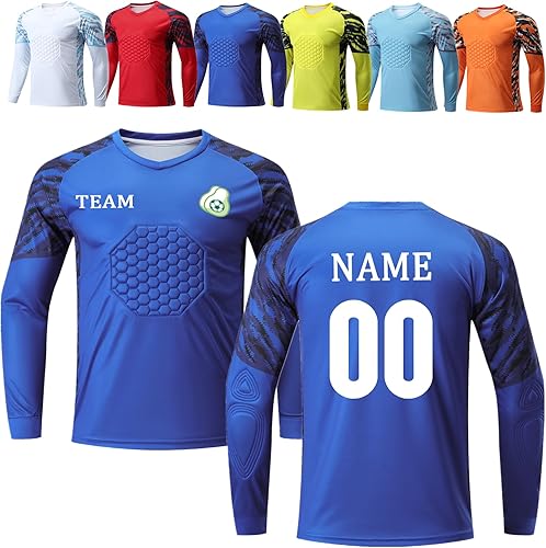 Camiseta de portero acolchada personalizada, camiseta de portero personalizada, uniforme de portero para niños, jóvenes, adultos