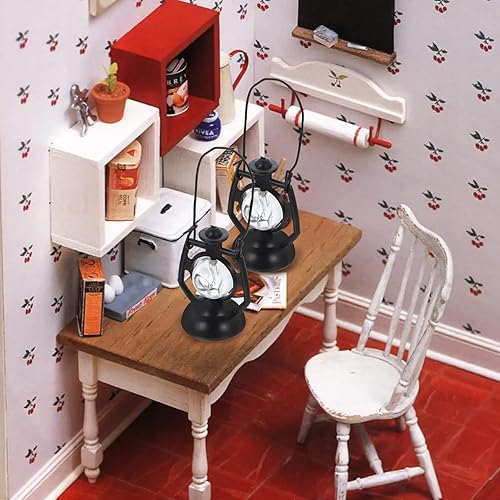 Miniatura 8 de Toddmomy Mini linterna de casa de muñecas, 6 unidades, mini lámpara de queroseno, linterna en miniatura, micro adorno de paisaje, mini linterna para