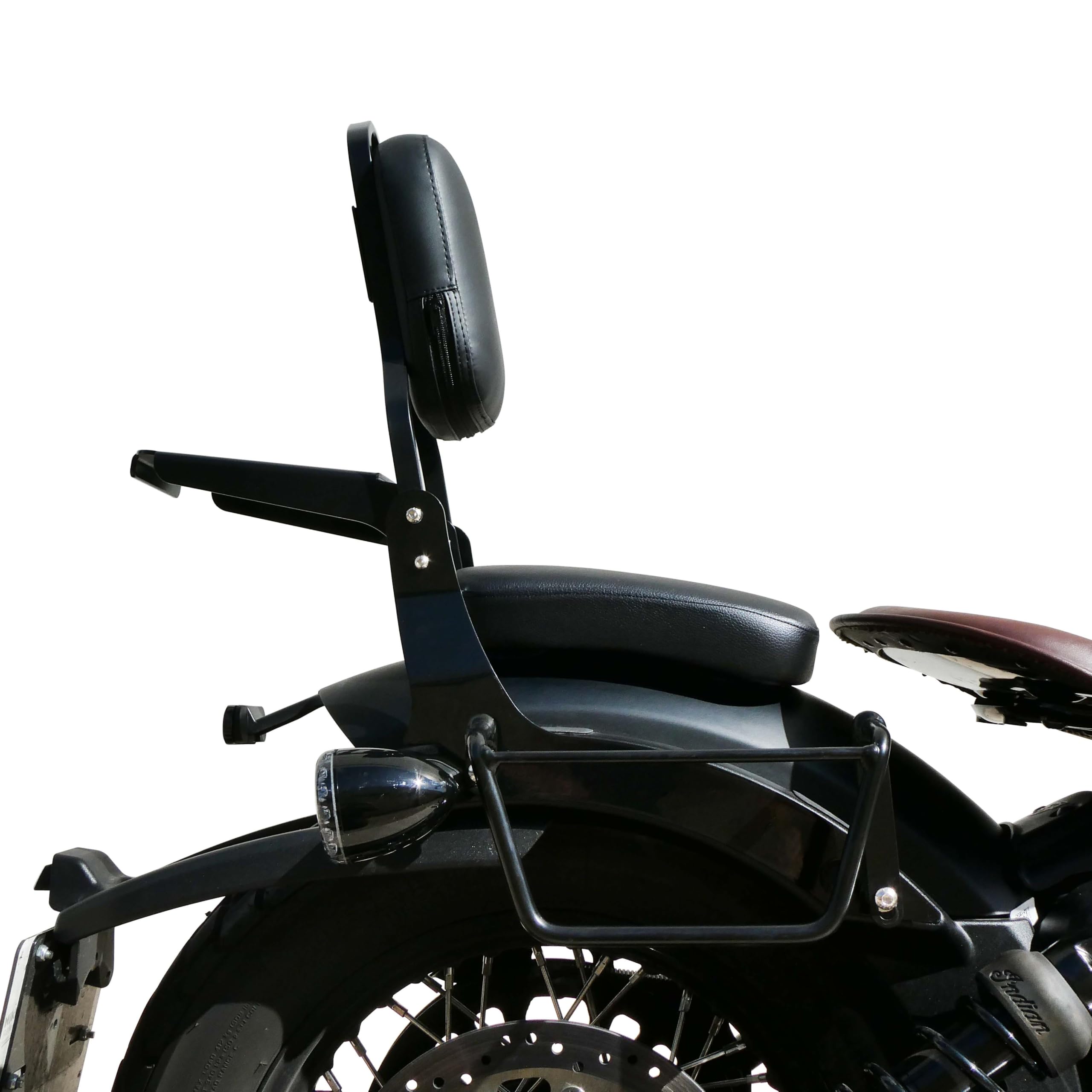 Spaan - Sissy Bar INDIAN Scout Bobber/Rogue (2018-2024), Format Standard, Sans Porte Paquet, Noir