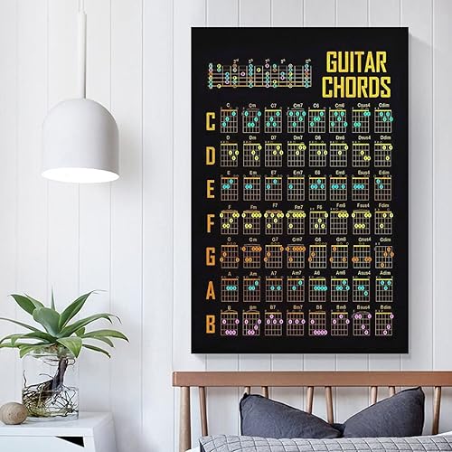 Miniatura 5 de Póster retro de acordes de guitarra de rock, pintura en lienzo, arte de pared, sala de estar, dormitorio, decoración del hogar, mural, 12 x 18