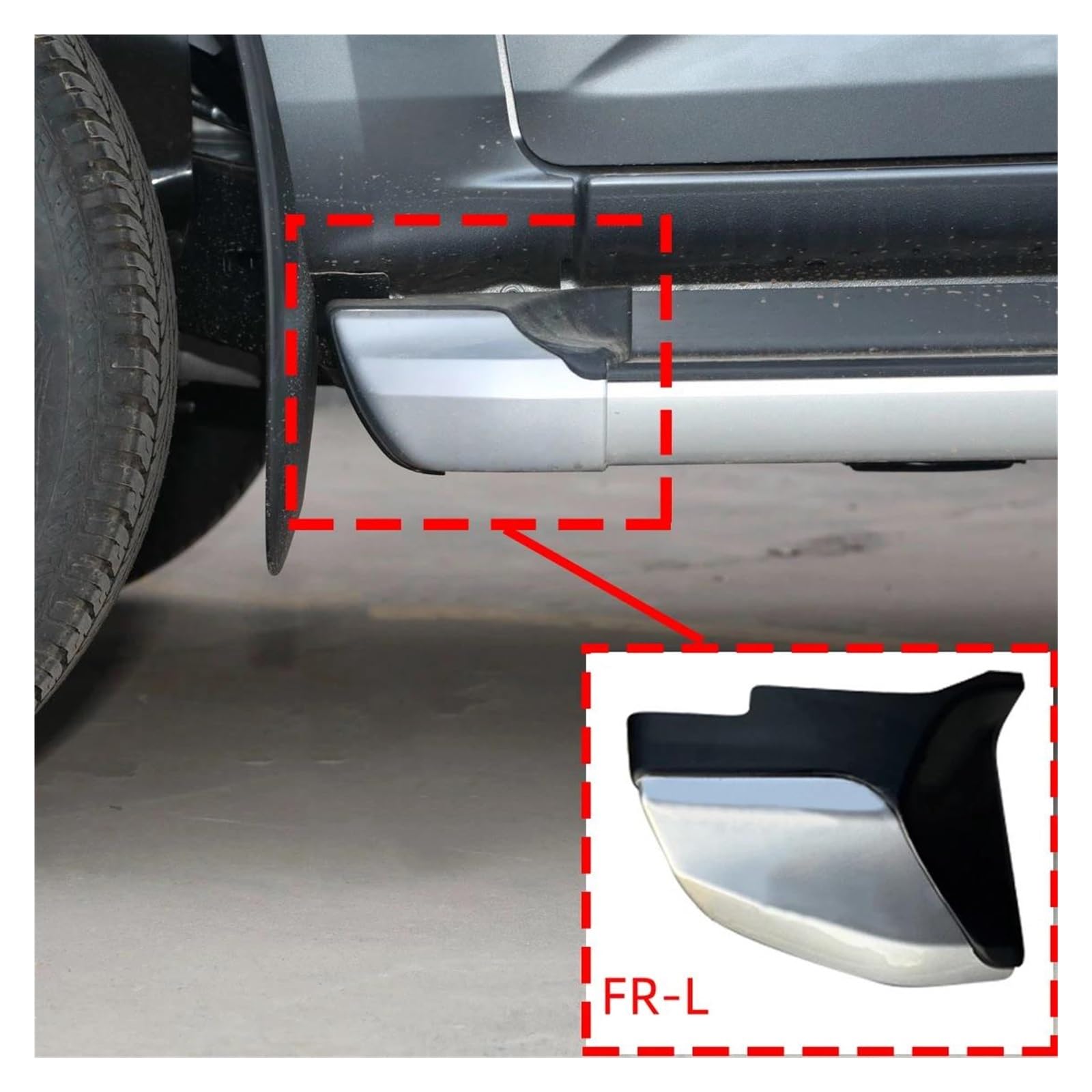 Divisor para Isuzu para D-MAX D MAX RG 2021-2024 Accesorios para Estribos Tapa Superior/Extremo Tapa Extremo Estribo Lateral Puerta Automóvil Faldón Lateral(Gray Front Left)