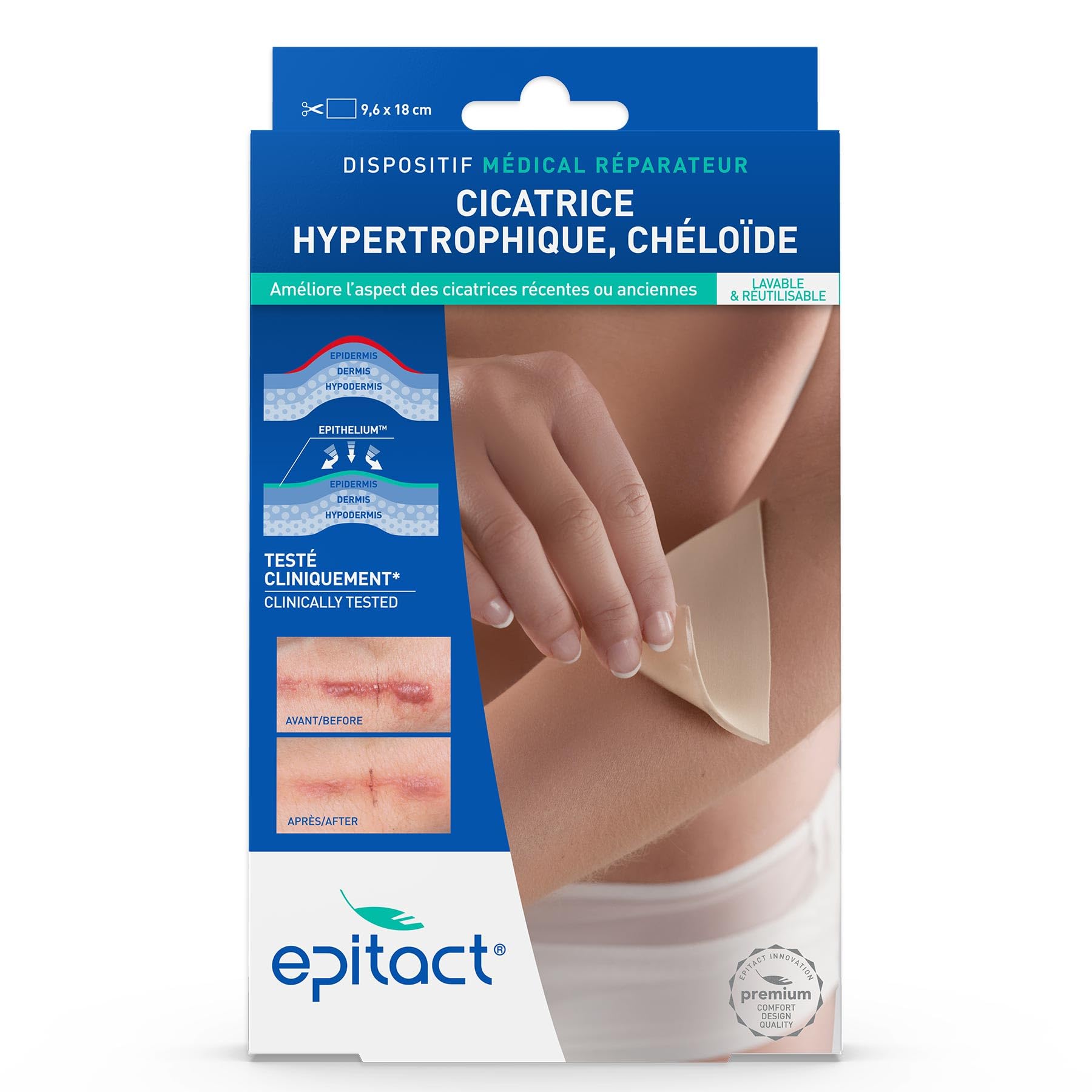 EPITACT | Protection en Silicone Cicatrices Chéloïdes et Hypertrophiques | Prévient et Améliore l’Aspect des Cicatrices Rouges, Gonflées, Boursouflées | Innovation Française
