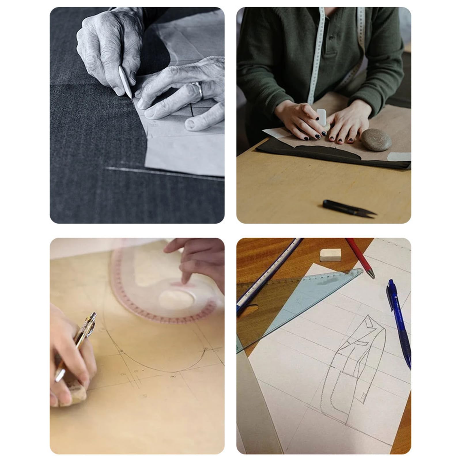 Rotating Quilting Ruler with Scaled Roller Wheel Circular Quilting Ruler for Clothing Pattern Fabric Sewing Measuring