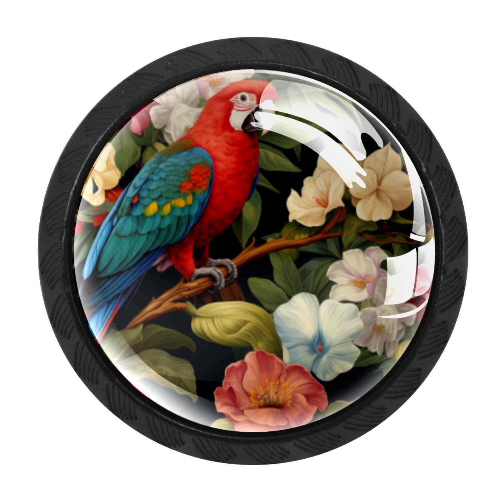 CHENZZZZ 4 PCS Parrot Crystal Glass Cabinet Knob Drawer Pull Handle for Kitchen Cupboard Dresser Wardrobe etc