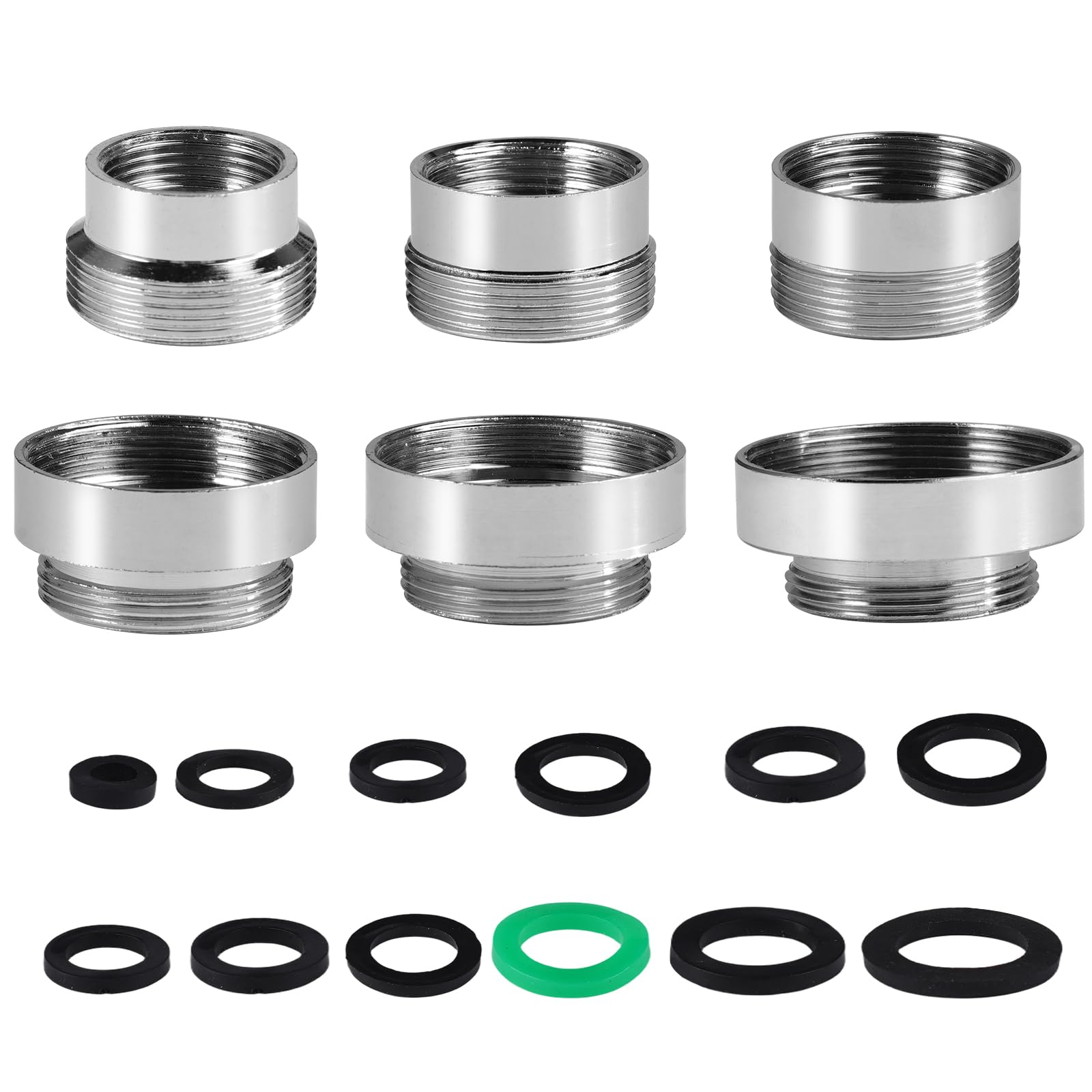 6 Piezas Adaptador Grifo, 16-28MM Juego de Adaptadores para Grifo, Adaptador de Grifo Roscado con Junta de Goma, Faucet Adapter para Manguera de Jardín, Filtro de Agua y Aireador de Cocina