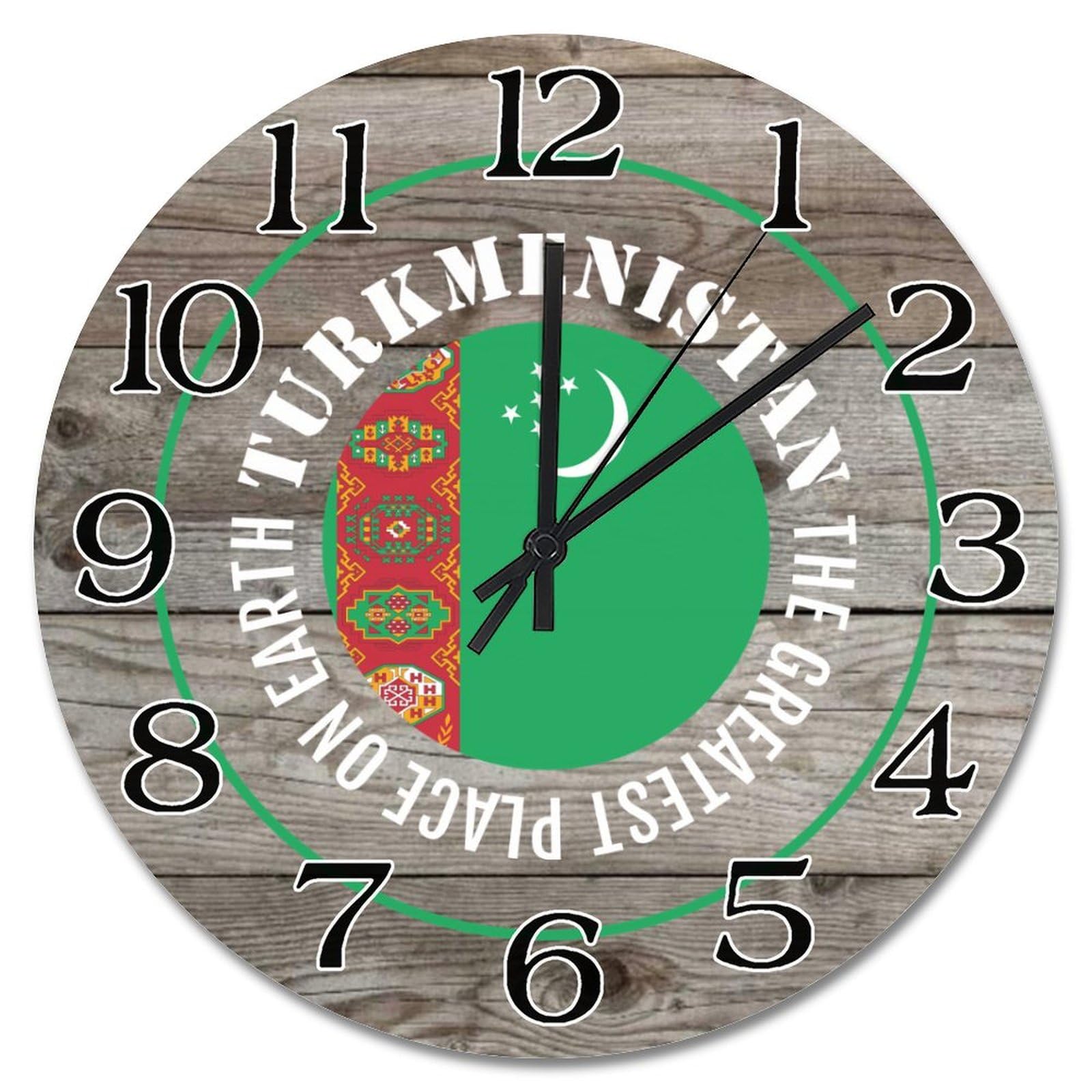 Horloge murale drapeau Turkménistan ronde 38 cm idée cadeau décoration intérieure