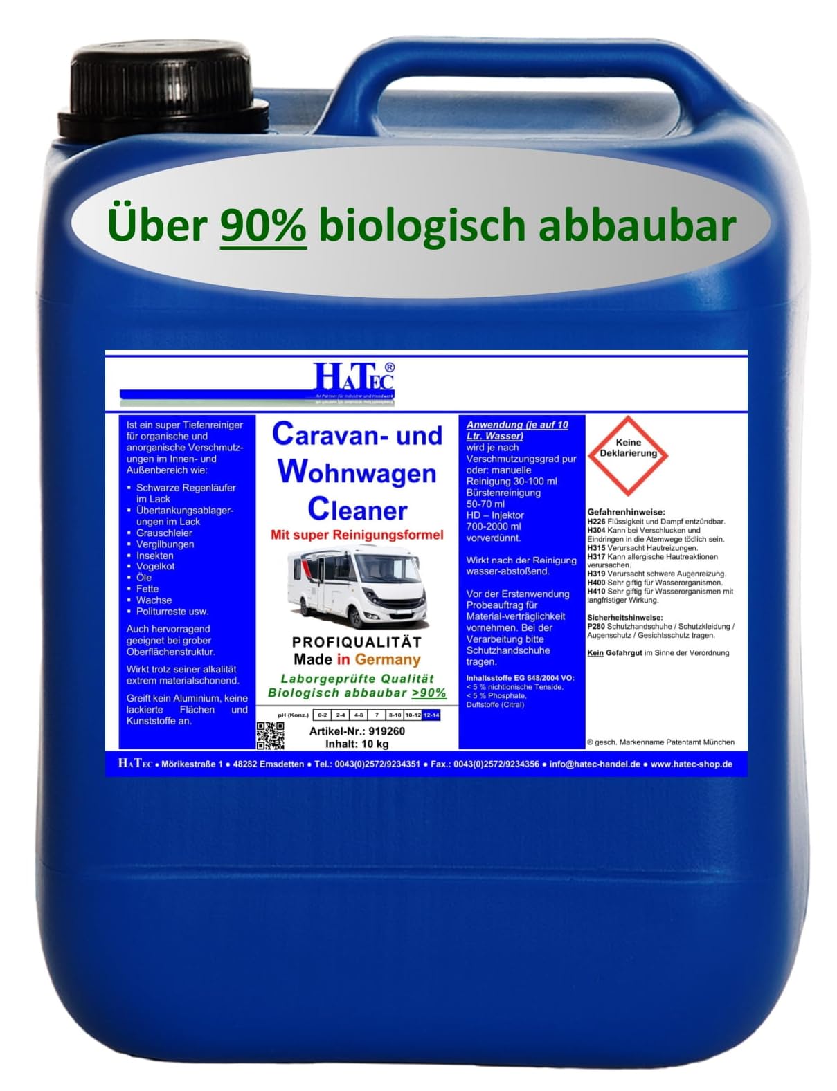 Caravan de y caravana Cleaner Limpiador de 10,1 L, Caravan, limpiador de caravana, autocaravana de limpiador para interiores y exteriores