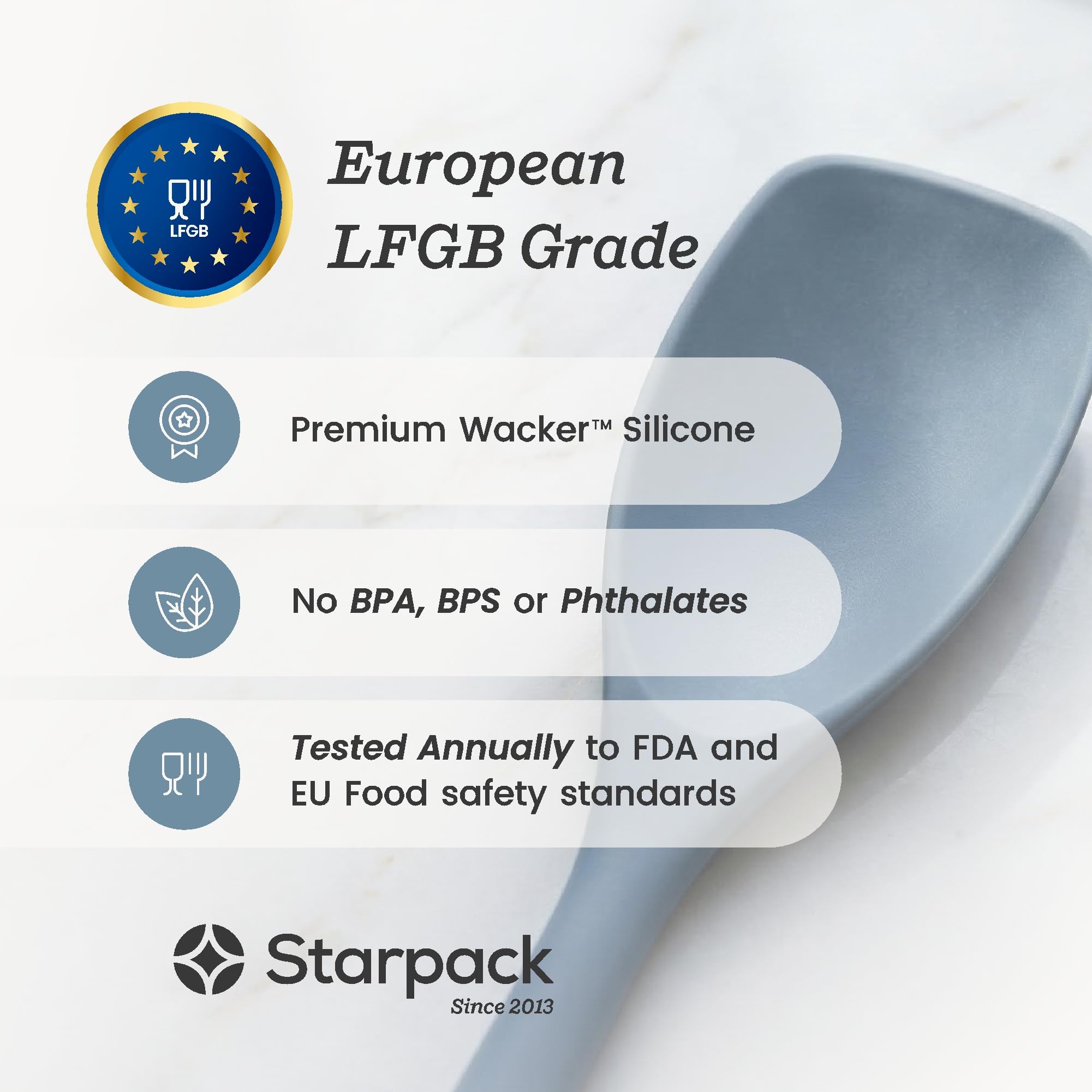 Starpack Like a Boss XL - Juego de utensilios de cocina de silicona (6 piezas, 13.5 pulgadas), certificado LFGB, resistente al calor hasta 315.6 °C, sin BPA, núcleo de acero resistente, apto para