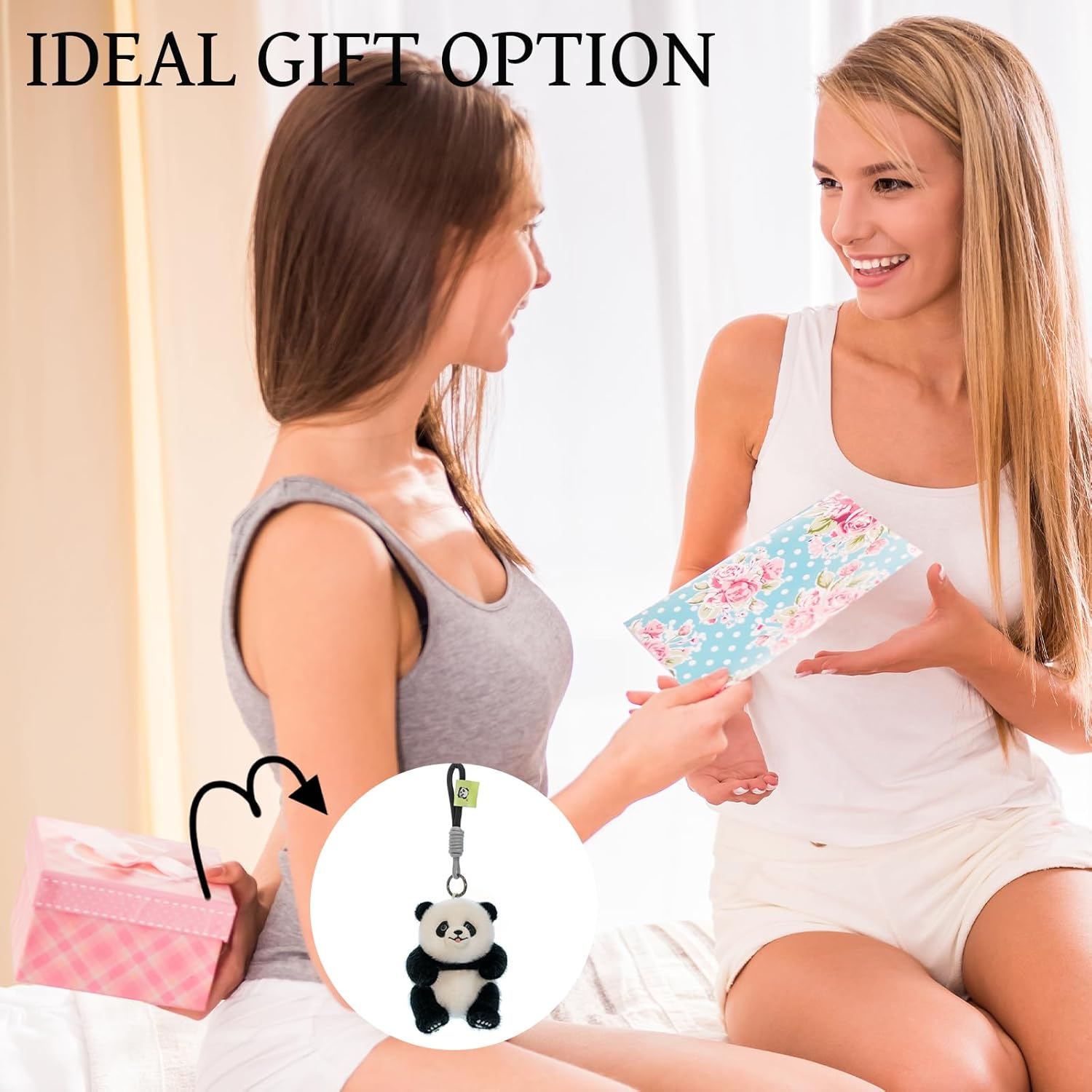 Tizee Panda Keychain - Plush Stuffed Animal Bag Charm for Car Keys, Backpacks, and Handbags - Image 6