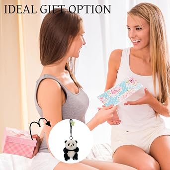 Tizee Panda Keychain - Plush Stuffed Animal Bag Charm for Car Keys, Backpacks, and Handbags