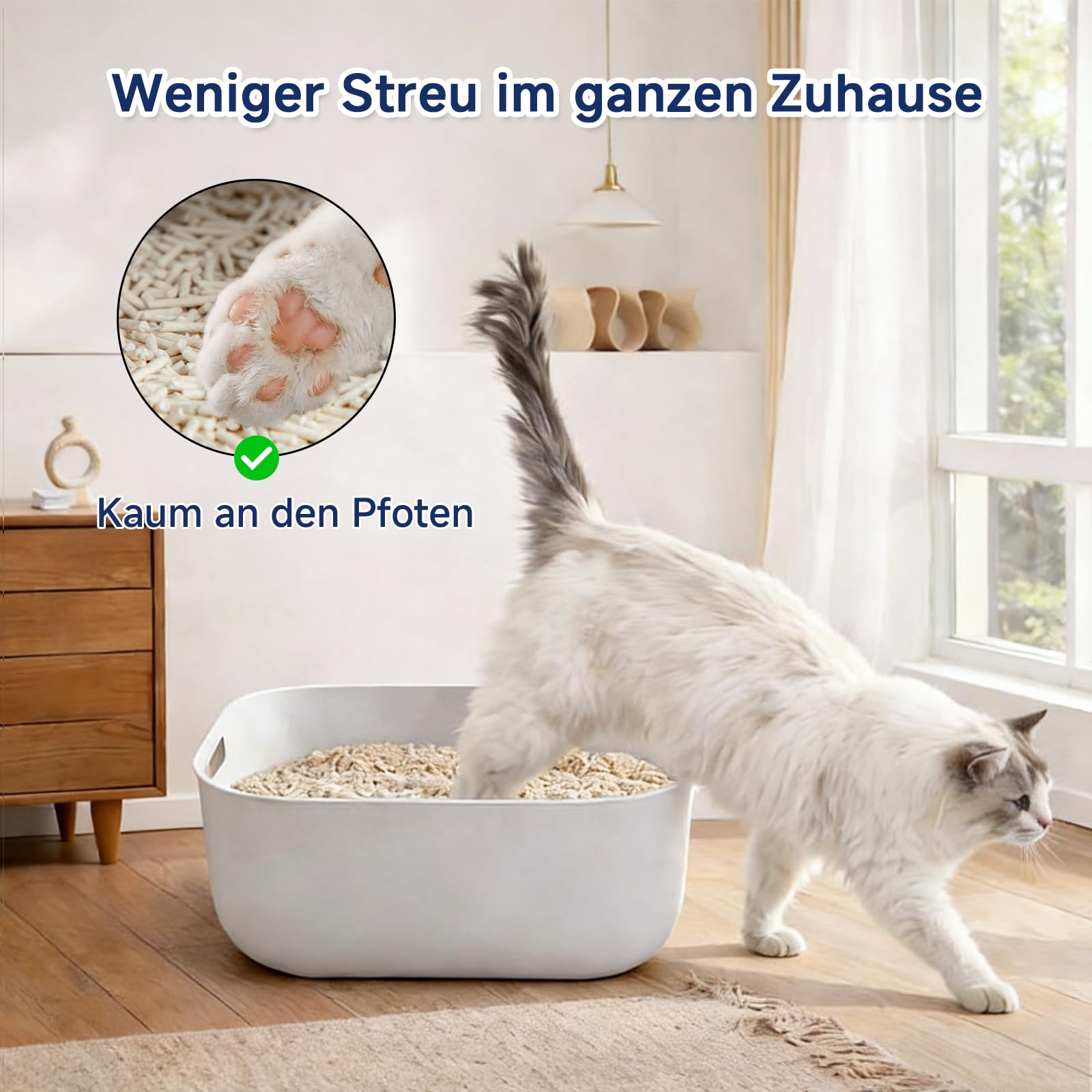 Tofu Katzenstreu 18,4 kg, 100% pflanzliche Klumpstreu | Erbsenfaser & Maisstärke, Staubarm, spülbar, Geruchsbindung bis 72 h, 4x4,6 kg, ohne Duftstoffefür Kitten & sensible Katzen