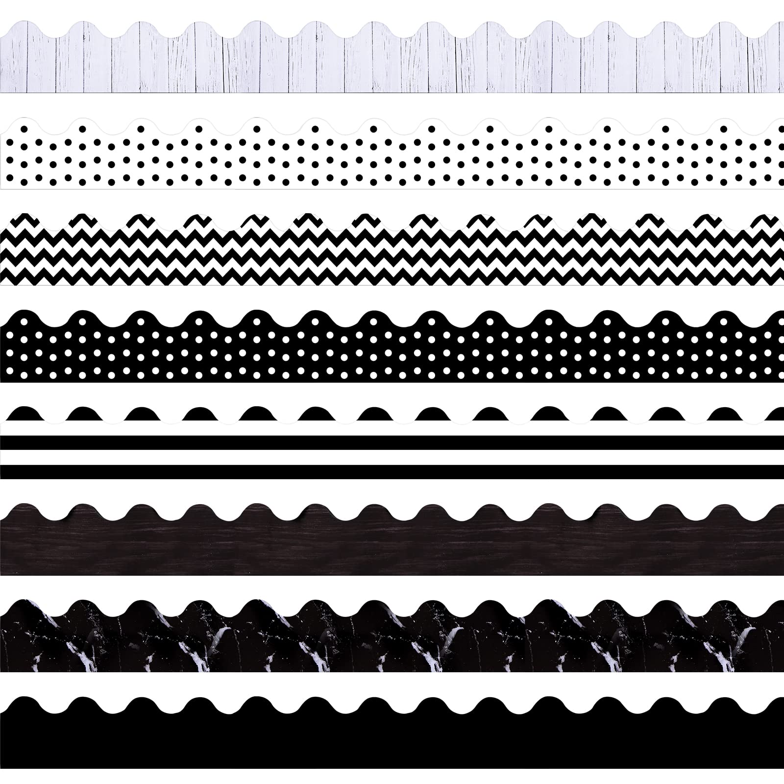 Buy 472 Inches White and Black Bulletin Board Borders Back to School