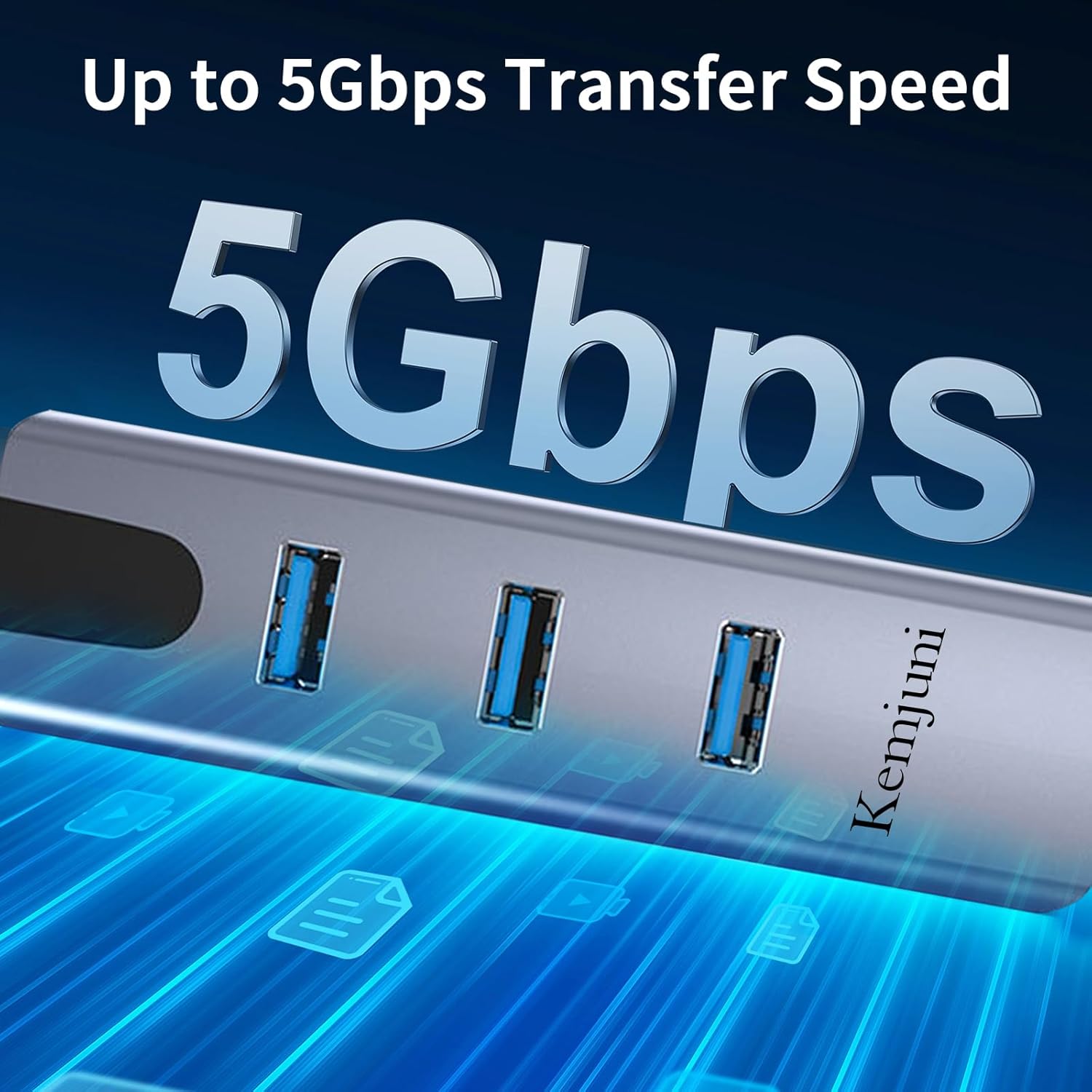 USB C to Ethernet Adapter 4-in-1 Aluminum USB C to Ethernet Adapter, with 3 USB 3.0 Ports, for Laptops, PC Tower, Flash Drive, and More Type C Devices image 5 of 8 B0DC58XR17