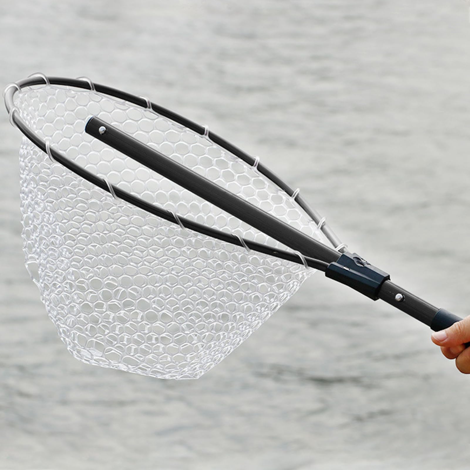 Podbierak rybacki Trwała konstrukcja z siatką zanurzeniową | Przenośny podbierak dla ryb Bass Trout Walleye, składany podbierak do łapania i wypuszczania