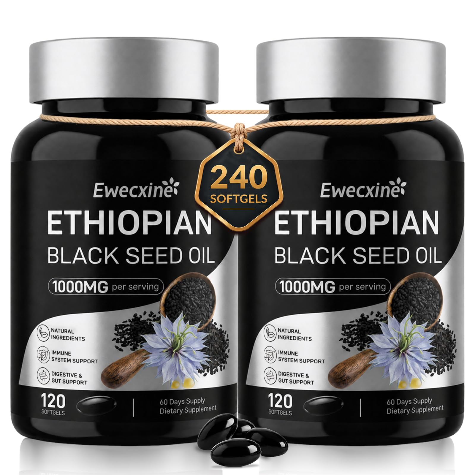 Ethiopian Black Seed Oil Softgels 1000mg Cold Pressed, 120 Count — Amazon image 10