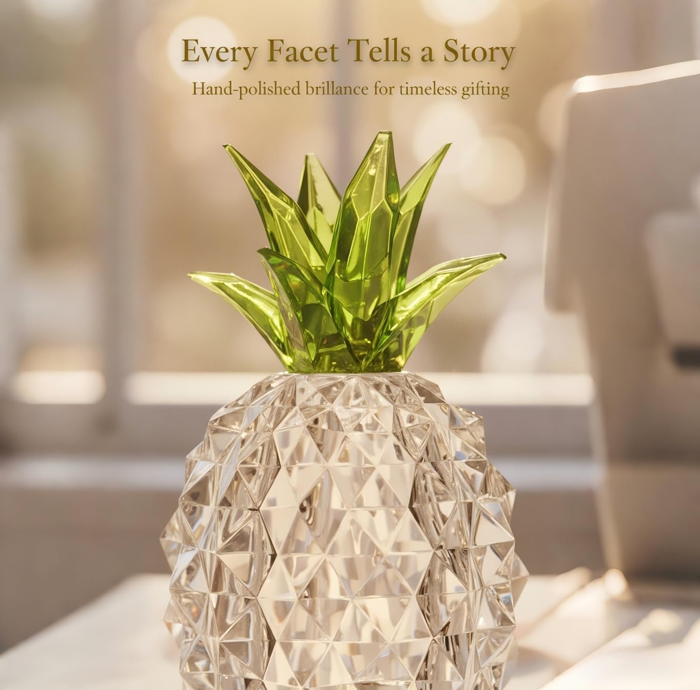 Clear Crystal Pineapple Lamp, 4.9'' Battery Operated Table Lamp Night Light for Vanity Bathroom Decor, Wedding Bridal Shower Decorations, Birthday Gifts for Women