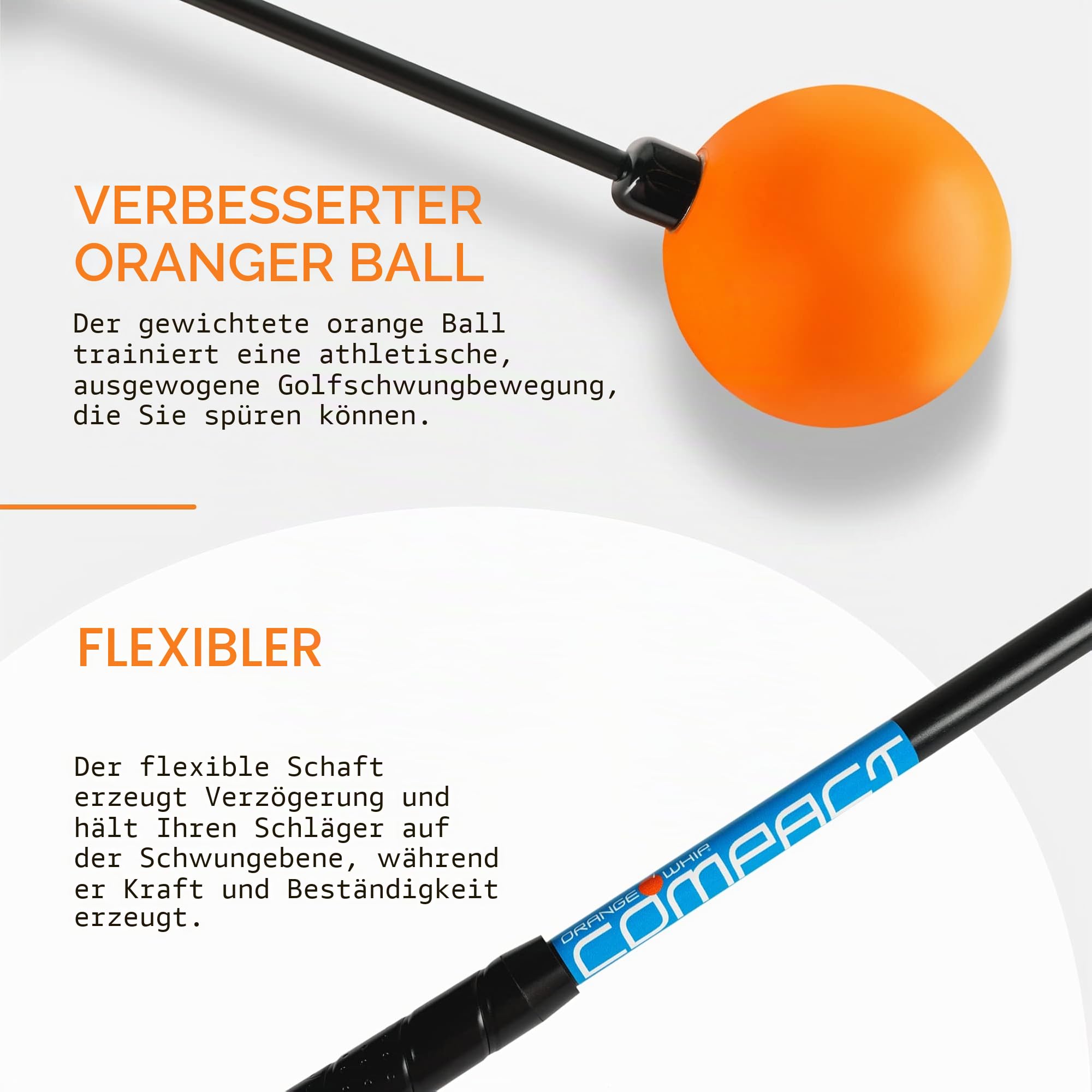 Orange Whip Golf Swing Trainer Aid - for Improved Rhythm, Flexibility, Balance, Tempo, and Strength