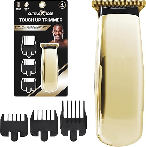 Cutting Edge Recortadora de batería para hombres, hipoalergénica, compacta, con 3 peines guía (0.118 in, 0.236 in, 0.394 in), cuchillas