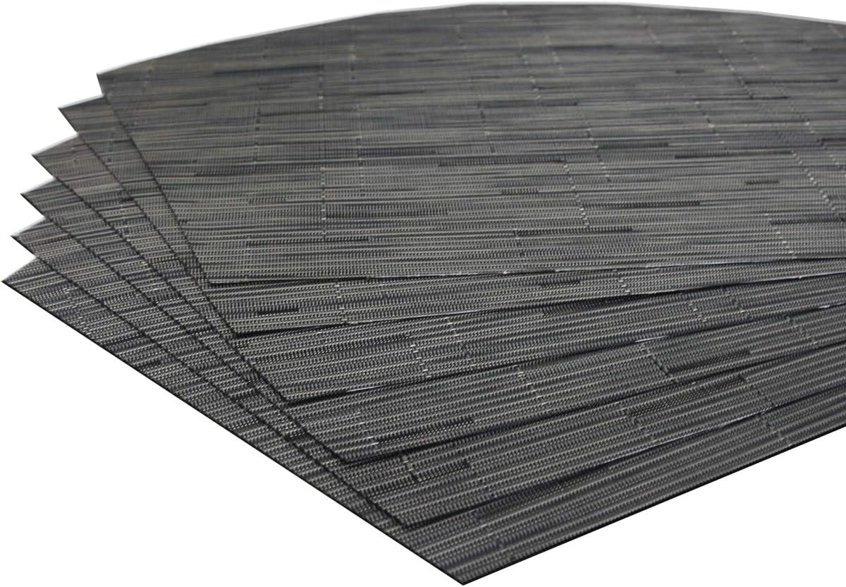Exсluѕіvе Bright Dream Wedge Placemats for Round Kitchen Table Woven Vinyl Non Slip Plastic Table Mats Set of 4（Black）