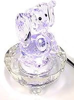 Vista 5 de Amlong Crystal 7 luces de color LED iluminadas soporte de exhibición de cristal redondo