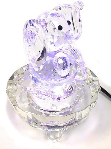 Miniatura 5 de Amlong Crystal 7 luces de color LED iluminadas soporte de exhibición de cristal redondo