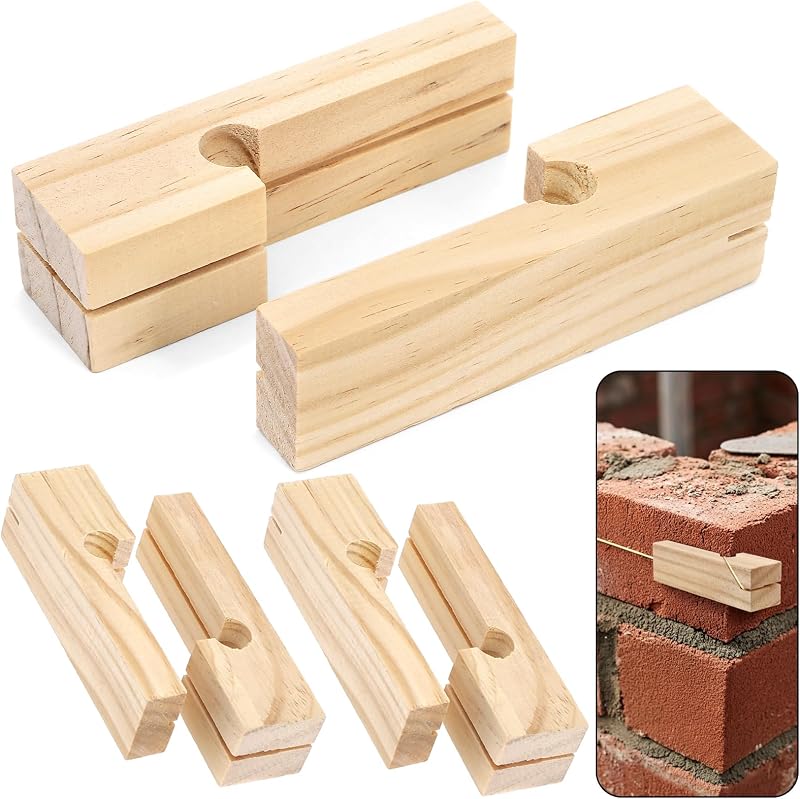 Paquete de 6 bloques de línea de cuerda de mampostería de madera de 4 pulgadas, ranura antideslizante | Líneas funcionales de construcción de edificios, bloques de hormigón, herramienta portátil de albañilería, estabilizador de línea recta para carpintería