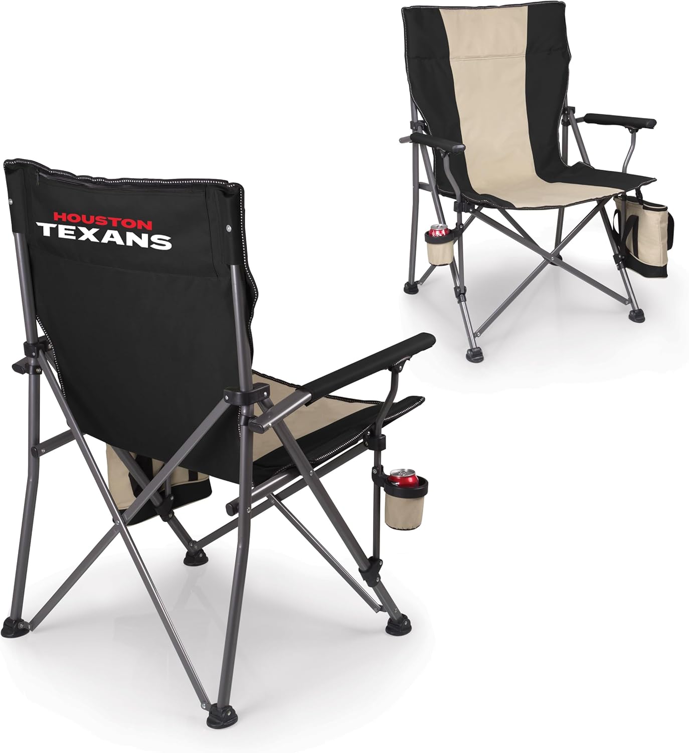 Picnic TIME NFL Houston Texans Big Bear XXL Camp Chair with Cooler, Heavy Duty Beach Chair, 500 lb Capacity Camping Chair with Carry Bag, (Black)