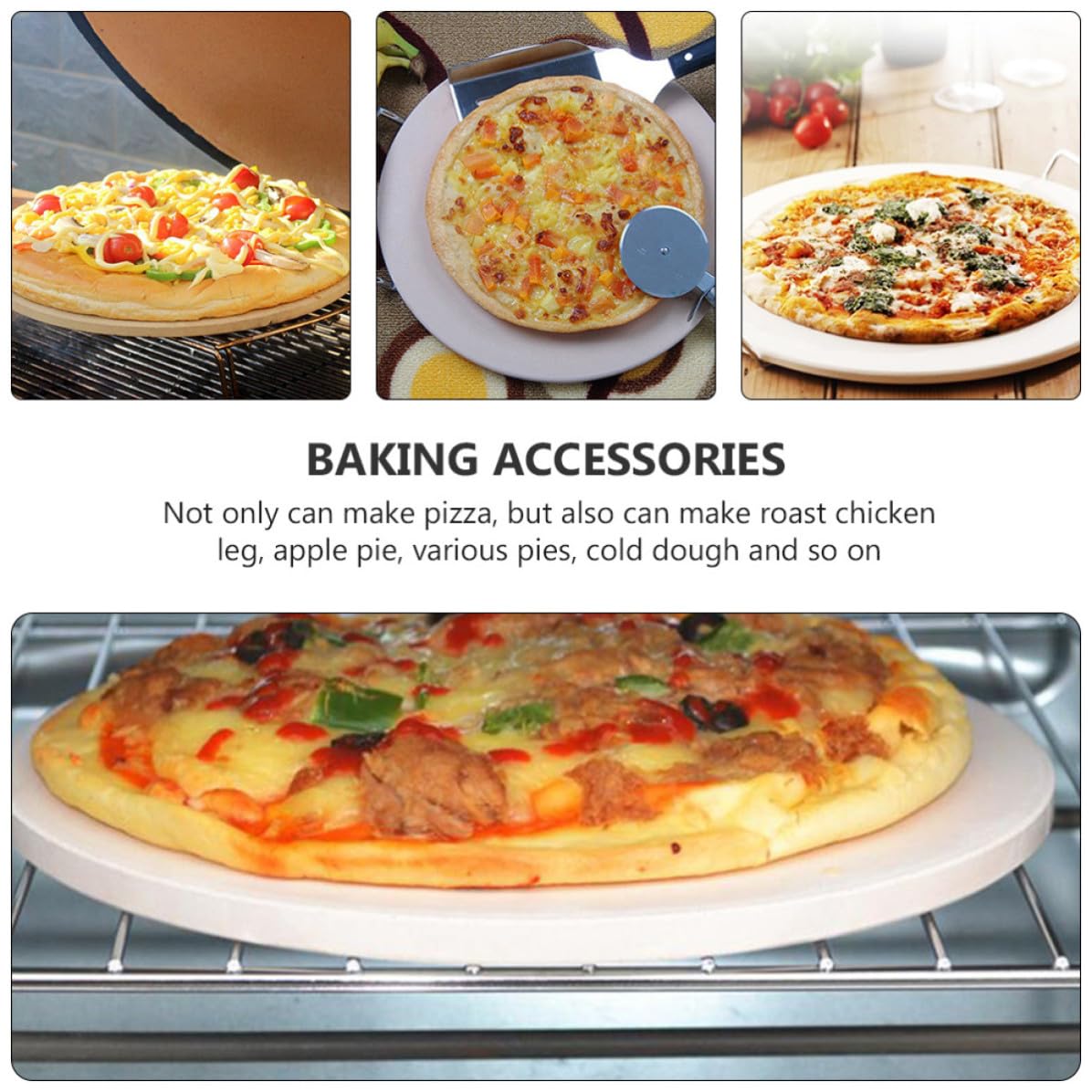 Abaodam Cordierit Pizzastein Weiß Hitzebeständig und Wasserabsorbierend Praktisches Backzubehör für Ofen und Holzkohlegrill zum Pizza Backen