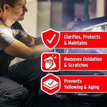 Mothers PowerPlastic 4Lights Plastic Polish, 8 oz. Ultra-Fine Polish Cleans, Clarifies & Removes Oxidation from Plastics & Headlights, UV Shield Prevents Oxidation & Yellowing (08808)