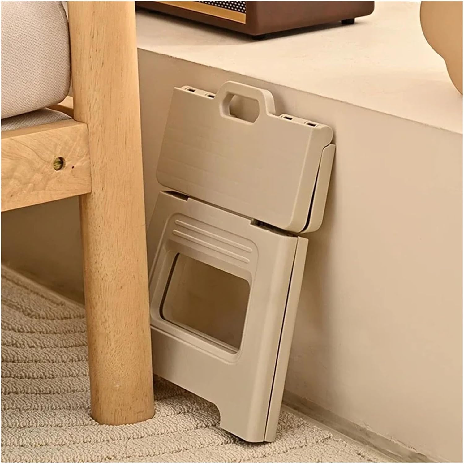 Lightweight Thickened Folding Stool,Portable Home Outdoor Camping,Simple and Integrated Design(S-White)