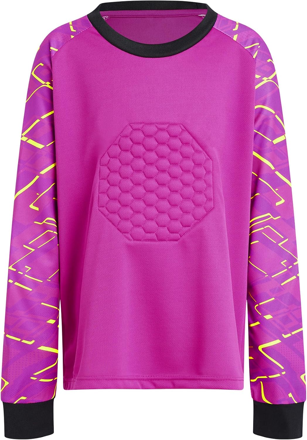 Kids Boys Padded Protection Goalie Shirt Geometric Print Football Pullover Tees Soccer Keeper Jersey