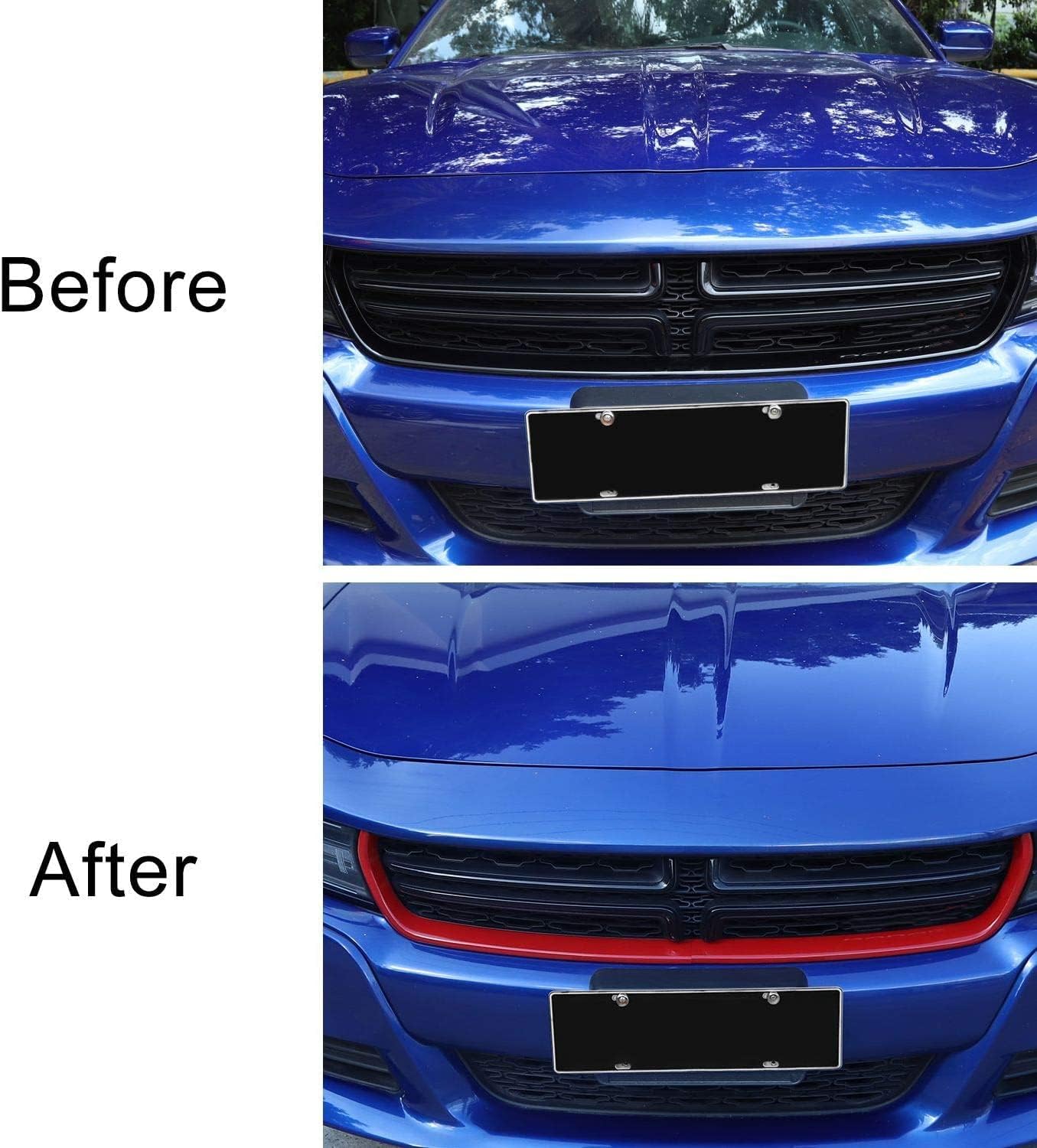 Voodonala Front Grille Inserts Trim for 2015–2024 Dodge Charger, Radiator Grill Cover Protector, ABS Red Exterior Accessories, 2PCS