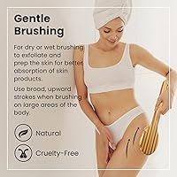 Vista 2 de Lindo Cepillo seco – para cepillado húmedo o seco, limpiador de espalda de ducha, cerdas suaves, mango de madera largo natural, exfoliante, masaje