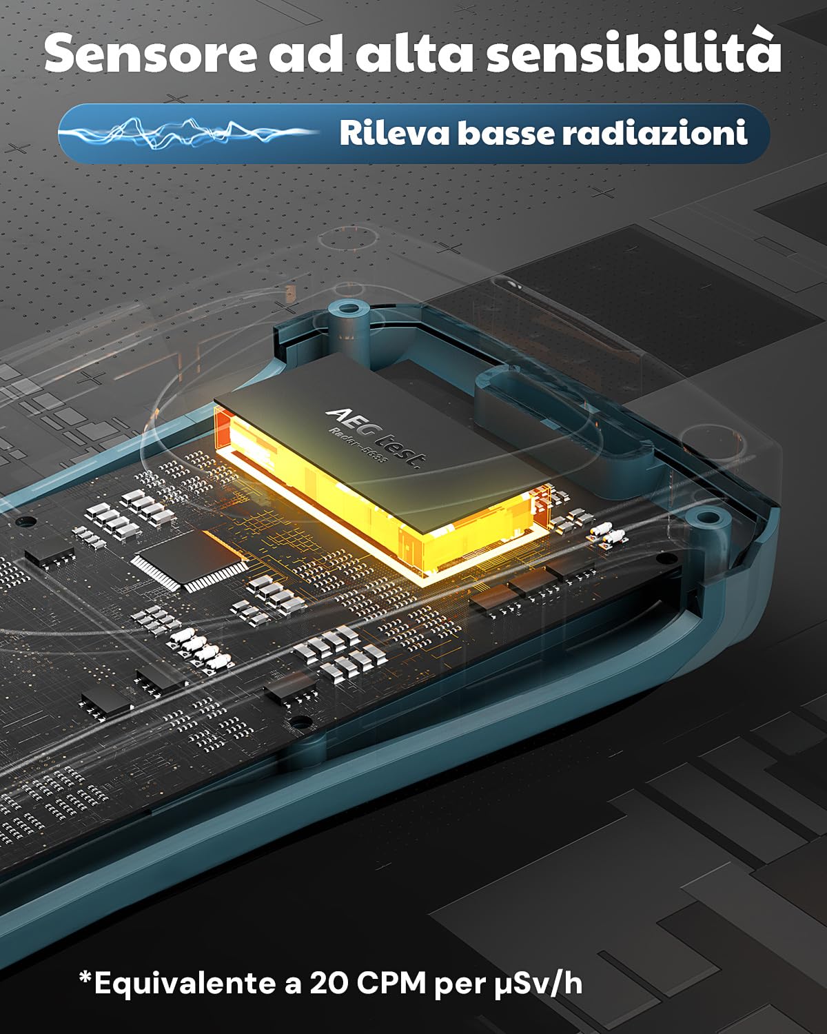 AEGTEST Contatore Geiger Radar-5633 Rilevatore Radiazioni Nucleari Schermo LCD Dosimetro Ricaricabile Beta Gamma X CPM μSv/h